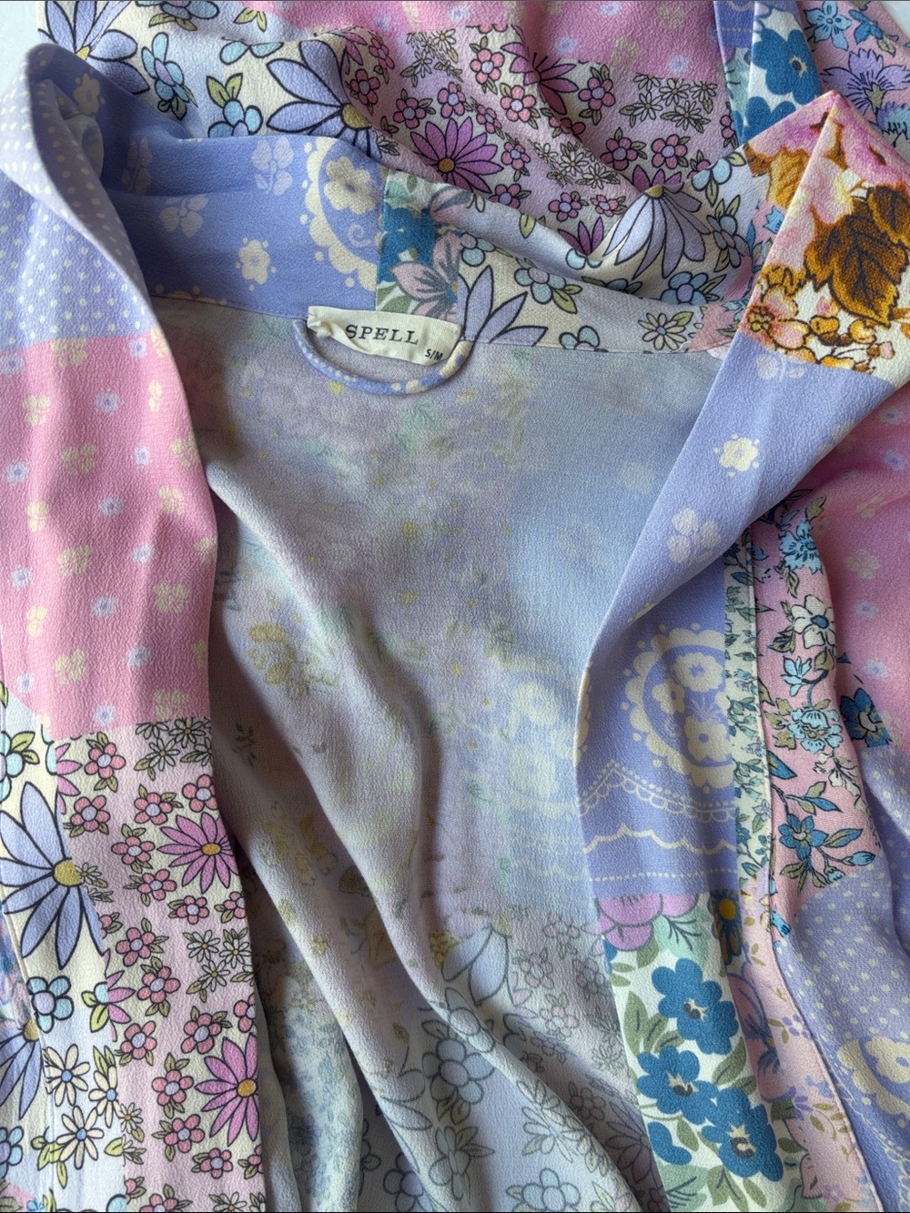 Spell Gypsy Collective Cha Cha Maxi Robe S/M Duster Coverup Lounge Long Pastel - Picture 13 of 17